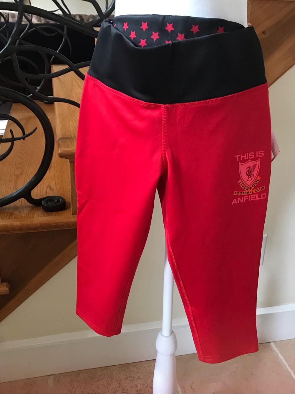 LF Red Athletic Capris with Black Waistband